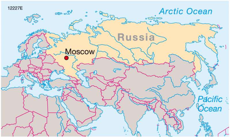 Vị trí của Moscow trên bản đồ nước Nga
