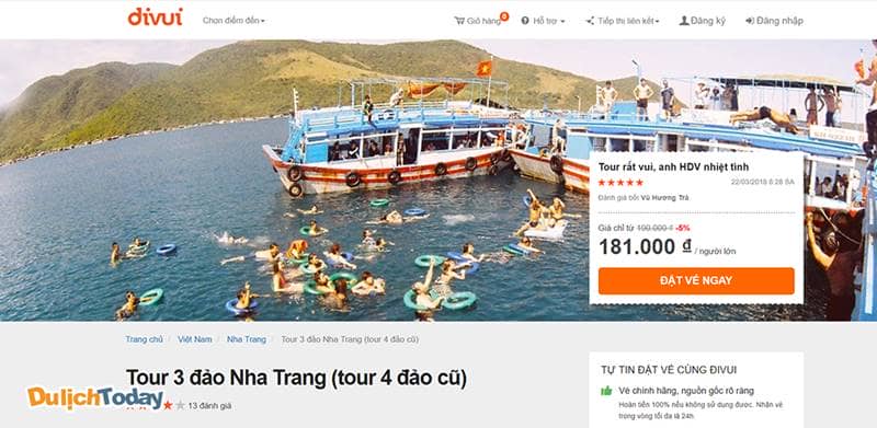Tour 3 đảo Nha Trang giá chỉ từ 181.000 vnđ/người