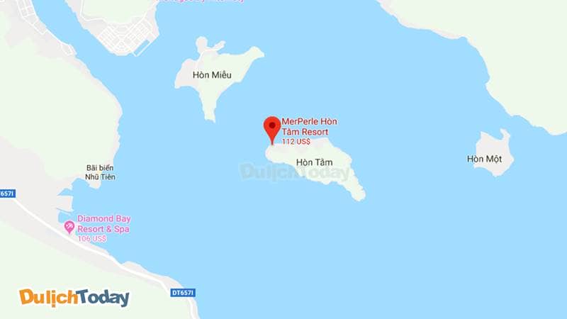 Merperle là resort duy nhất nằm trên đảo Hòn Tằm, Nha Trang