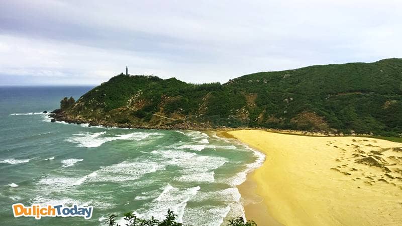 Bãi biển Đại Lãnh cách thành phố Nha Trang 80km, nổi bật bởi vẻ hùng vĩ của những dãy núi đâm sát ra biển