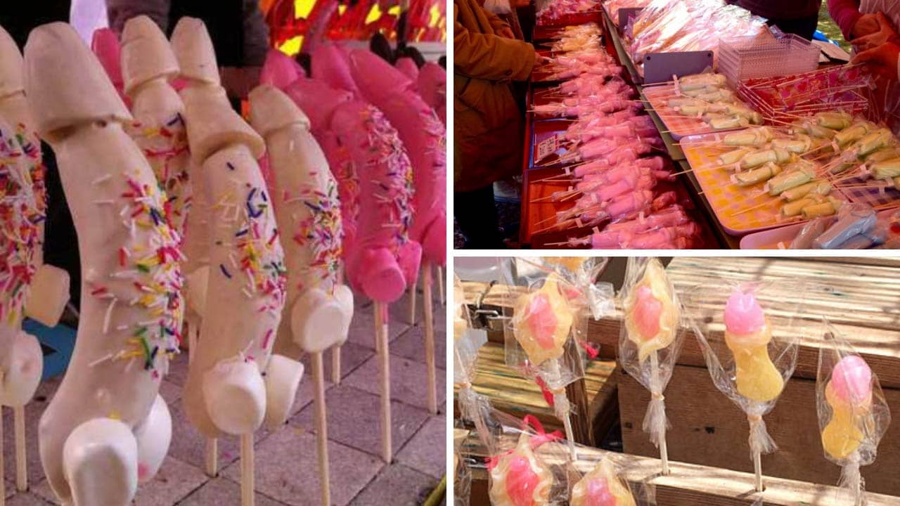 Những món ăn, đồ chơi được làm thành hình những chiếc dương vật trong lễ hội Honen Matsuri