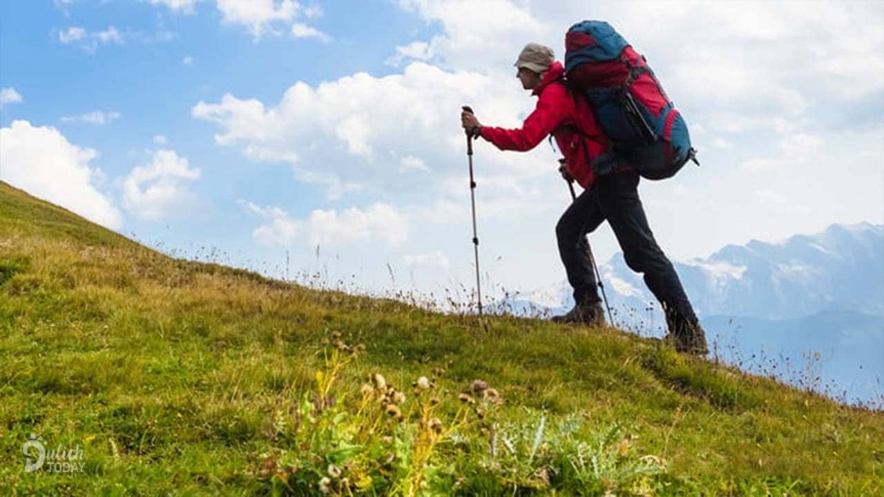 Gậy leo núi là dụng cụ cắm trại cần thiết khi đi bộ đường dài hoặc leo núi, đặc biệt là đối với những bạn bị đau mắt cá chân, đầu gối yếu