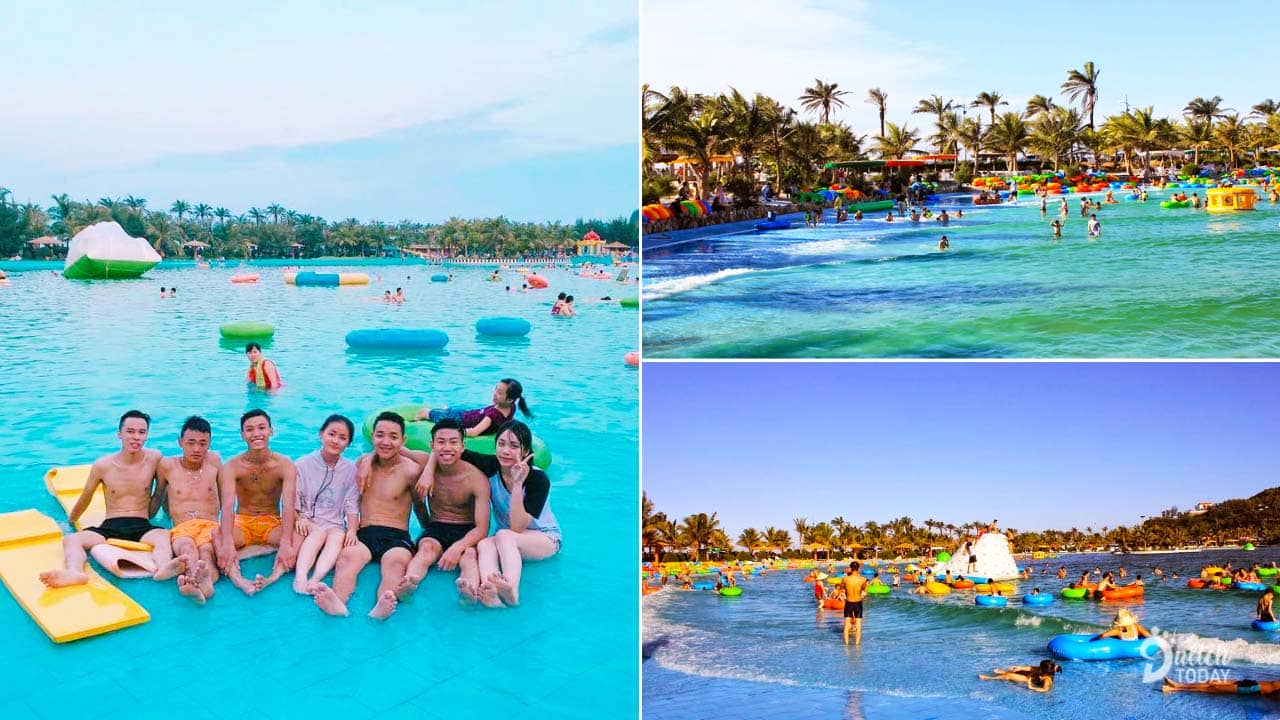 Bể bơi Hòn Dấu Resort với những khu vực chơi dưới nước mang đến những giây phút vui vẻ cho du khách