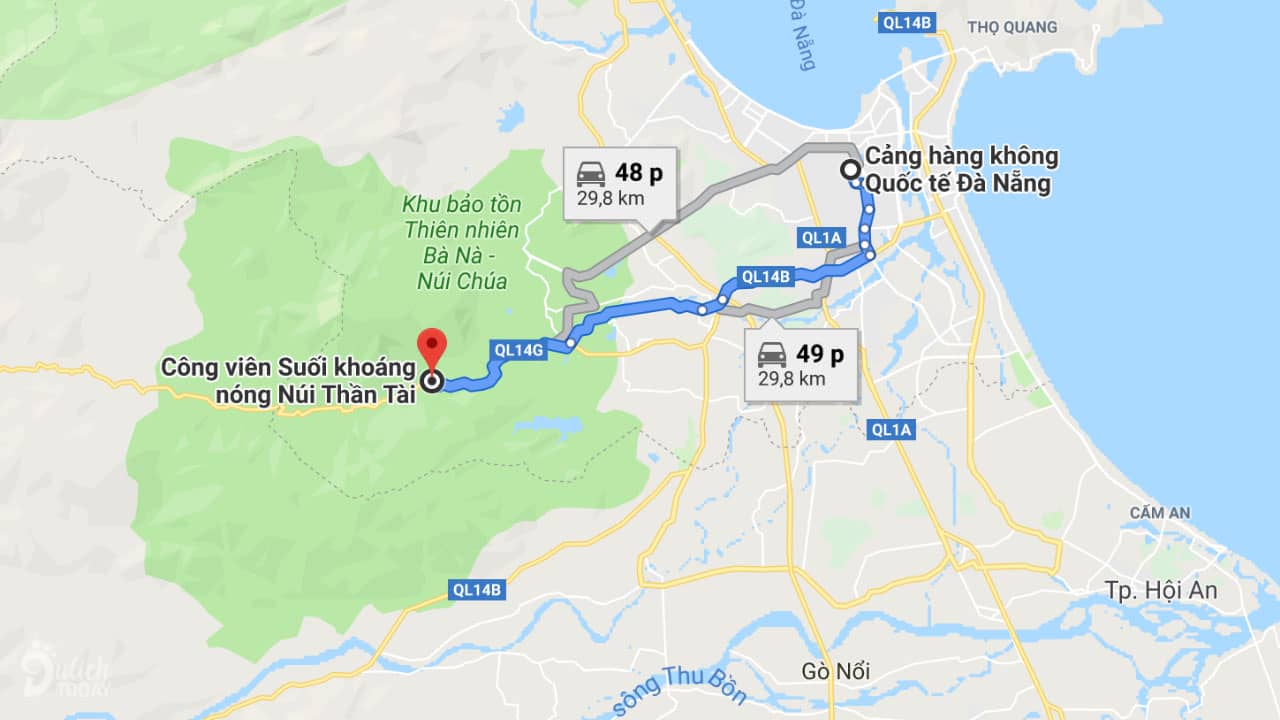 Bản đồ đến núi Thần Tài Đà Nẵng 