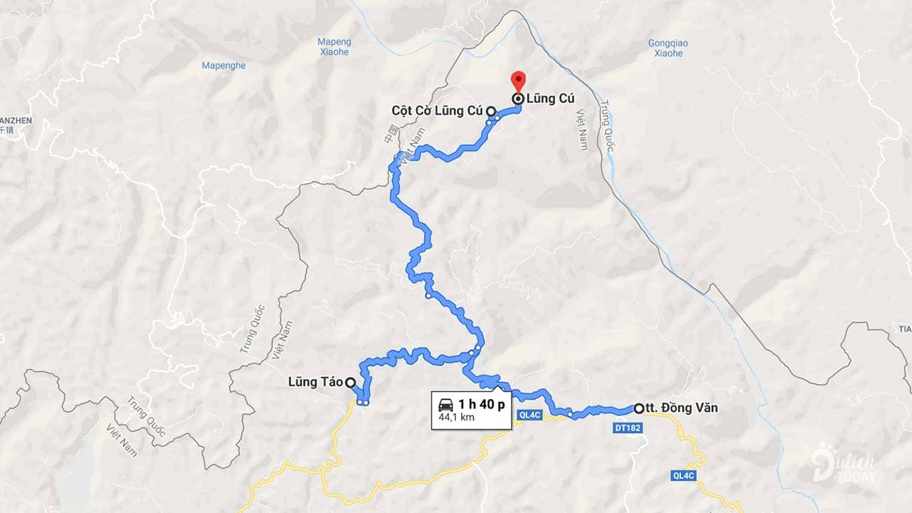 Đường đi lộ trình thị trấn Đồng Văn - Lũng Táo - Cột cờ Lũng Cú - Lũng Cú