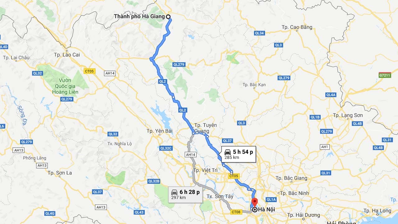 Quãng đường từ Hà Nội đi Hà Giang theo Quốc lộ 2