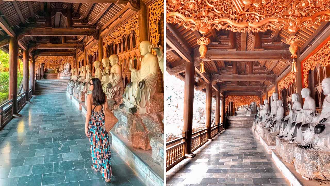 Hành lang La Hán tại chùa Bái Đính được chế tác đầy tinh tế 