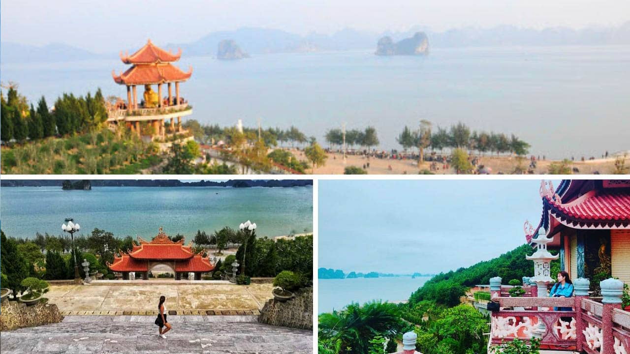 Những bức hình chụp từ chùa Cái Bầu hướng ra vịnh Bái Tử Long mênh mông sóng nước