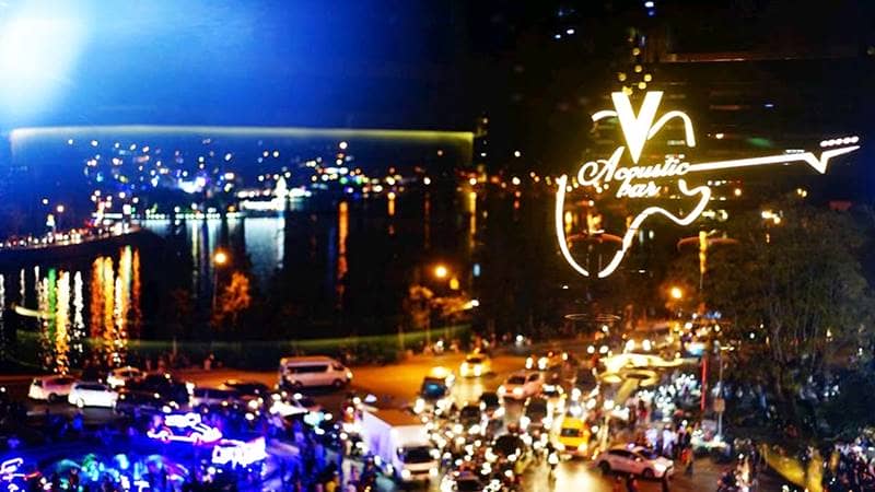 View ngồi từ quán bar nhìn ra hồ Xuân Hương tuyệt đẹp về đêm. Nguồn: Internet