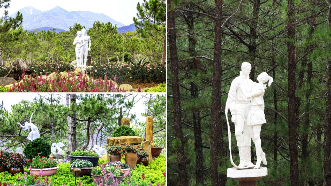Hoa viên và vườn tượng bên trong Thung Lũng Tình Yêu Đà Lạt. Nguồn: Internet