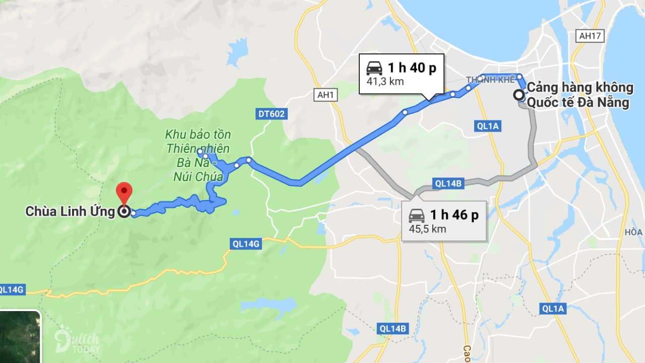 Bản đồ đến chùa Linh Ứng Bà Nà