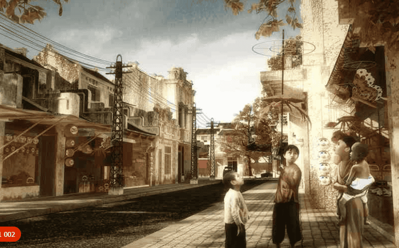 bức tranh "Tết Trung Thu khu phố cổ Hà Nội xưa"