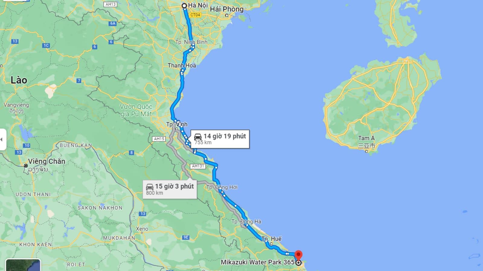 Quãng đường di chuyển từ Hà Nội đến khu suối nước nóng Mikazuki