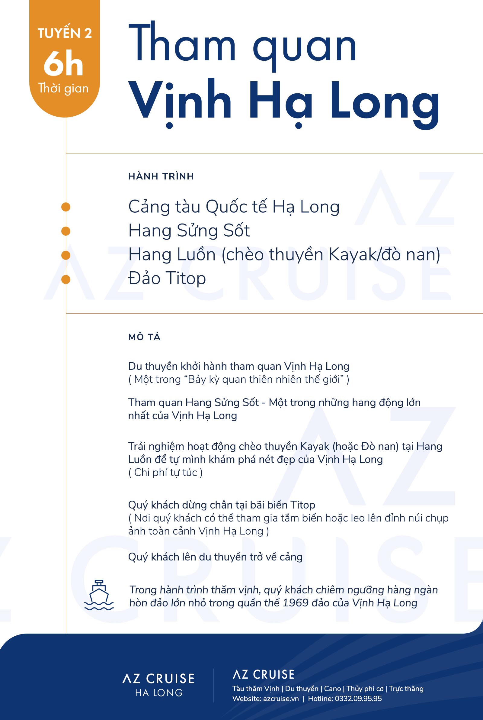 Lịch trình tour thăm vịnh Ha Long tuyến 2